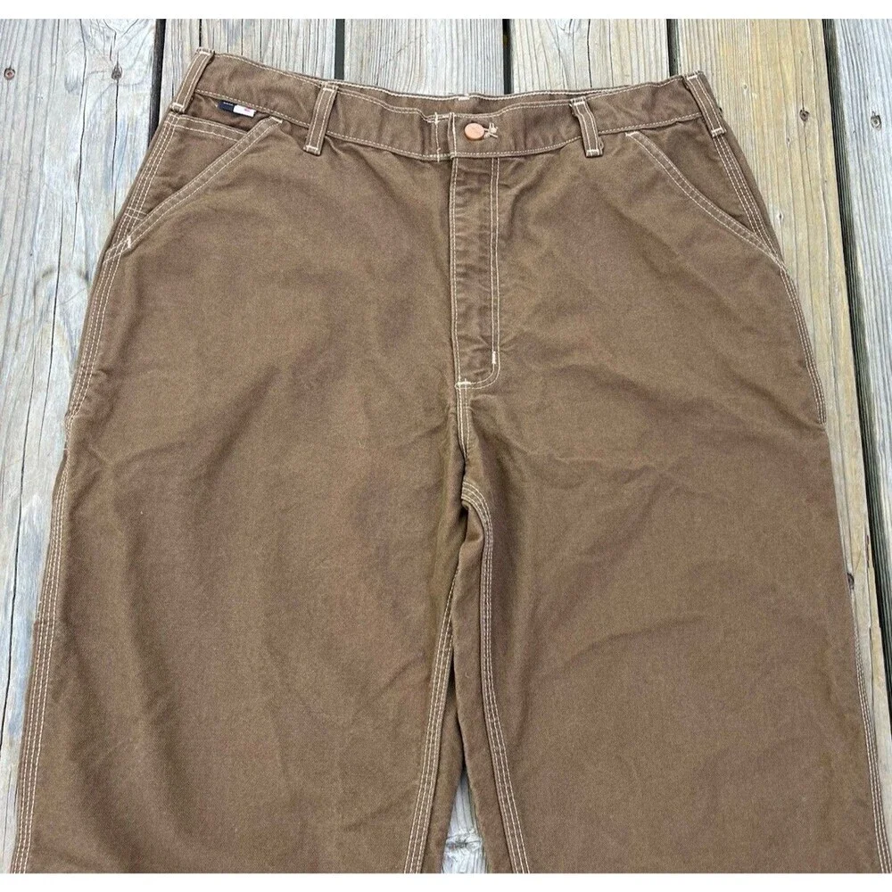 Carhartt FR Men's 36X35 Washed Duck Work Dungaree Pants Mid Brown 100791-246